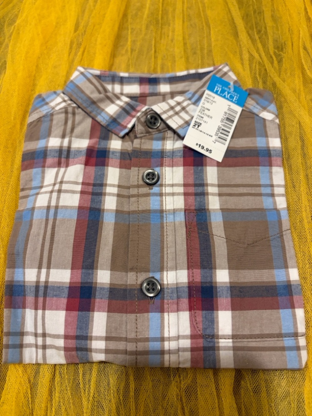 The Children's Place Boys Brown & Blue Plaid Shirt